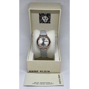 Anne Klein AK/3154 Women's White Leather Analog Silver Dial Quartz Watch BW75